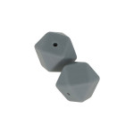 Perles en silicone hexagonales 1,7 cm - gris - 2 pcs