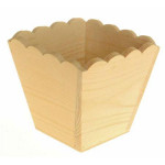 Cache pot en bois carré à bords ondulés 11 cm