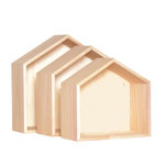 Etagères en bois forme de maison par 3