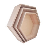 Etagère en bois hexagonale - 3 formats 39 cm à 30 cm