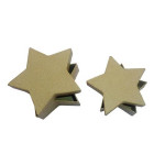 Set de 2 boîtes étoiles en papier mâché - 12 x 12 x 3,5 cm (gm)