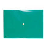 Pochette verte avec bouton pression 33 x 24 cm