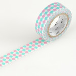 Masking tape petits carrés rose et vert